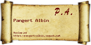 Pangert Albin névjegykártya